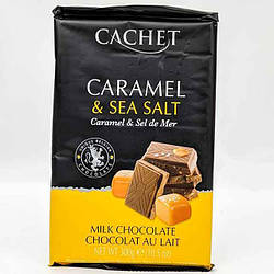 Бельгійський молочний шоколад з карамеллю та сіллю Cachet Caramel and Sea Salt 300 г Бельгія