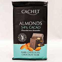 Бельгійський чорний шоколад з цілим мигдалем Cachet Almonds 54% Cacao 300 г Бельгія