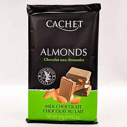 Молочний шоколад з цілим мигдалем Cachet milk chocolate Almonds 300 г Бельгія