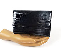 Женский кожаный кошелек на магните Сardinal 14х9.5х3.5 см Черный