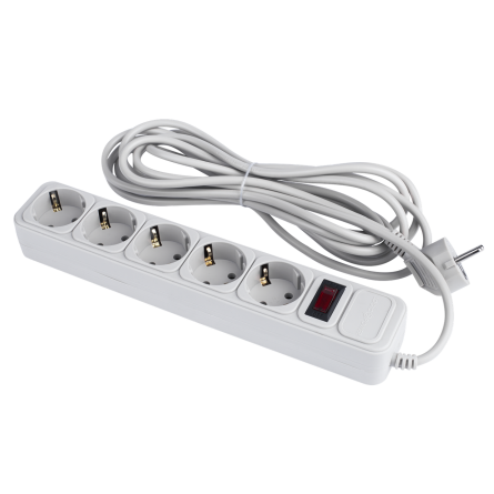 Мережевий фільтр-подовжувач з/з, 5 гнізд, 2 USB, 3м, з вимикачем, MARSO