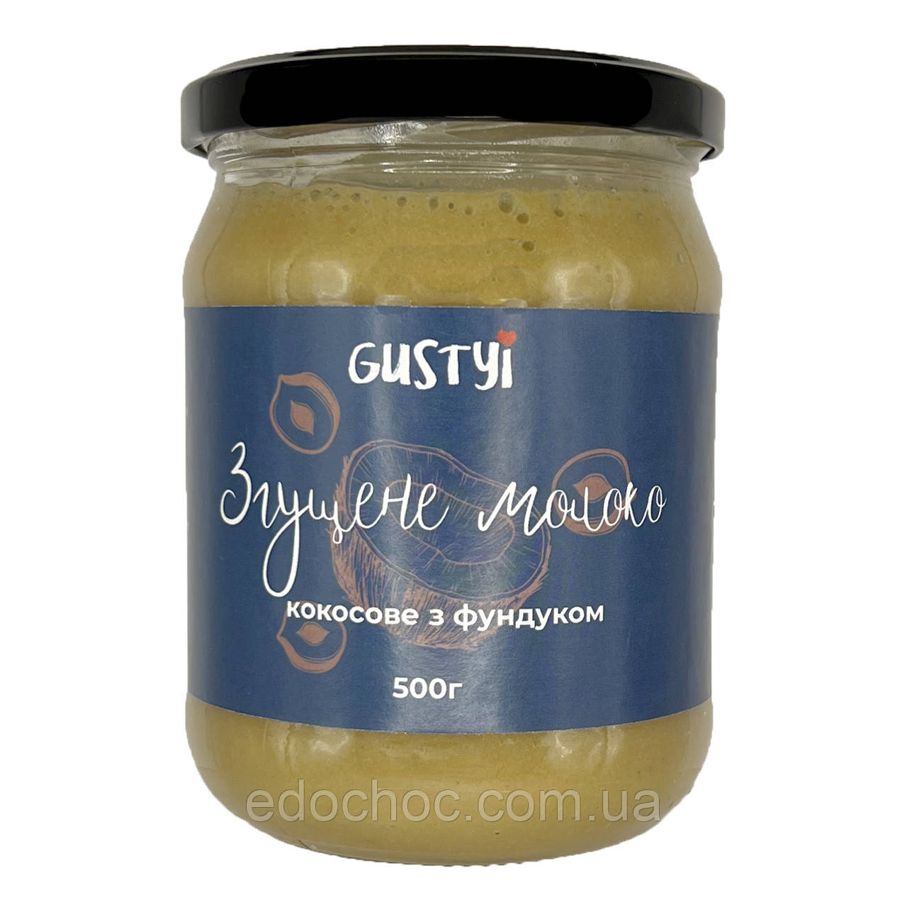 Кокосове згущене молоко з фундуком, ТМ Gustyi, 500г, фото 1