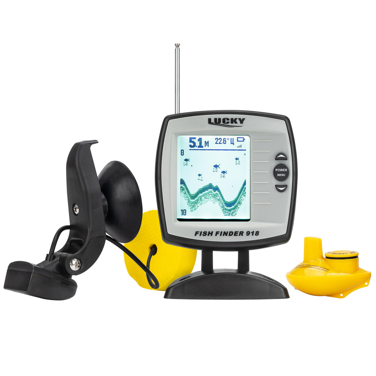 Лодковий ехолот Lucky FF918S-180W з двома трансдюсерами, фото 1