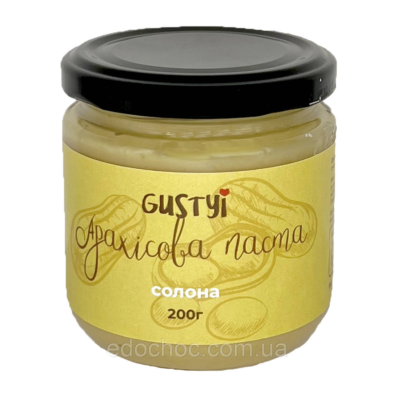 Арахісова паста, з морською сіллю, ТМ Gustyi, 200г