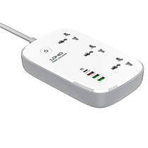 Підовжувач з USB 2 метри Ldnio SCW3451 3USB Type-C 3 розетки QC Wi-Fi White (N019947), фото 2