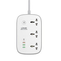 Підовжувач з USB 2 метри Ldnio SCW3451 3USB Type-C 3 розетки QC Wi-Fi White (N019947), фото 3