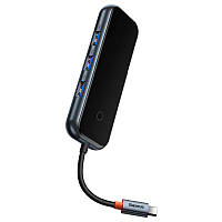 Перехідник Baseus Hub AcmeJoy 4-Port Type-C (USB3.0*3+Type-C PD&Data*1) (WKJZ), Dark Gray