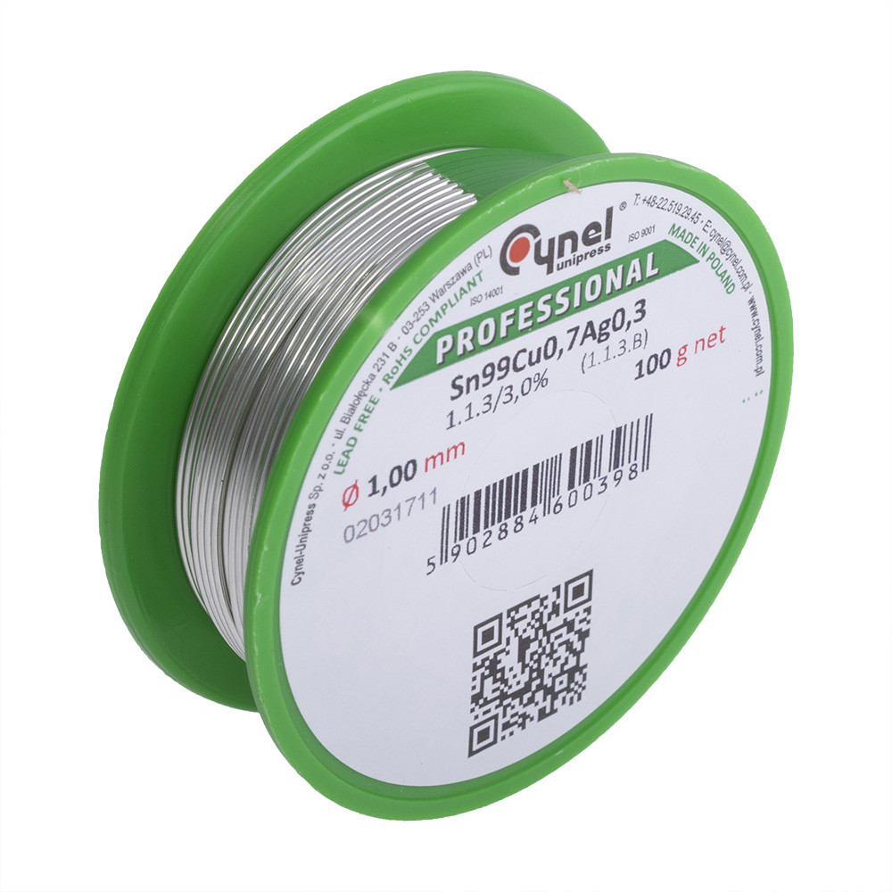 Припой для пайки с серебром Cynel Sn96,3/ Ag3.7 100гр (1мм ...
