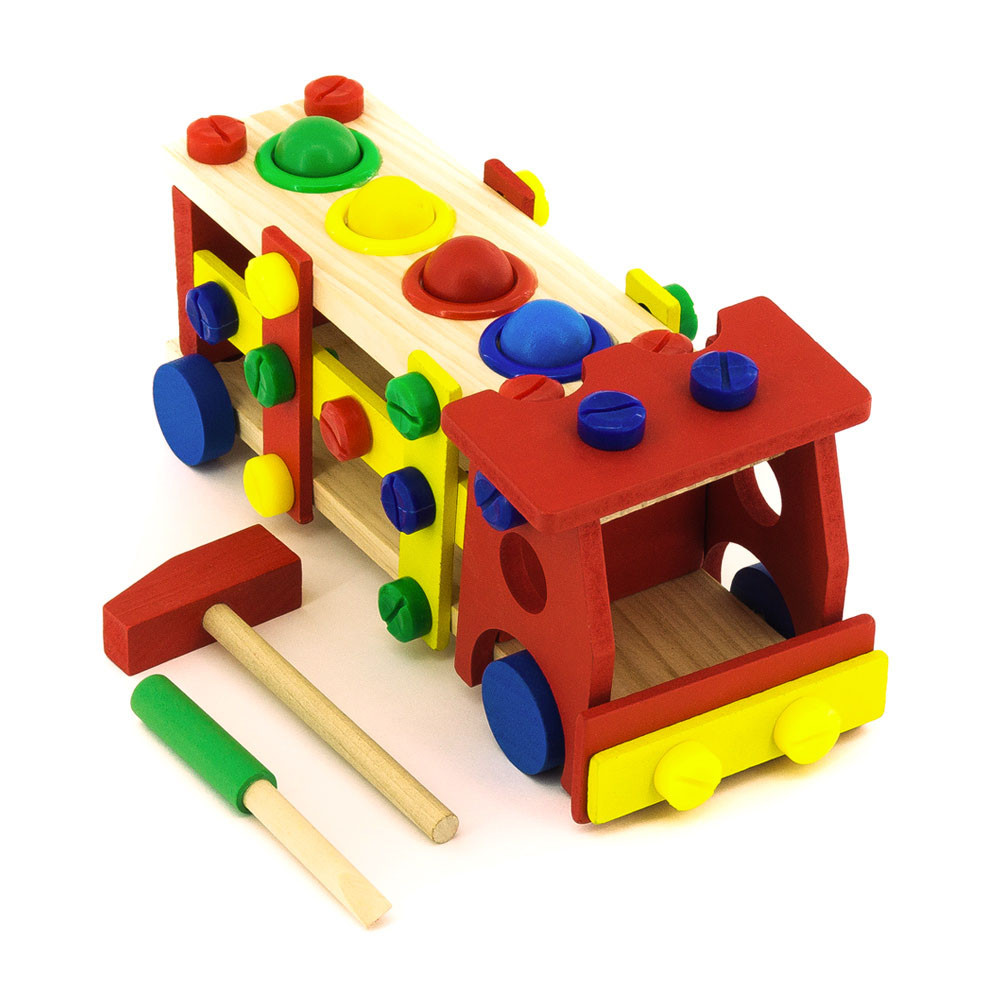Дерев'яна розвиваюча іграшка стучалка машинка-конструктор Fun Toys М00727 - фото 4 - id-p1859700001