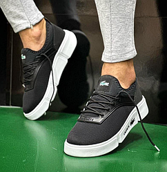 Чоловічі кросівки lacoste кеди Лакоста сітка легкі чорні білі весна літо осінь