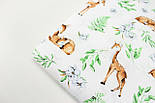 Тканина бавовняна "Косулі в листі" на білому тлі №928, фото 7