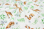 Тканина бавовняна "Косулі в листі" на білому тлі №928, фото 3
