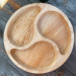 Менажниця дерев'яна кругла на три секціі  (діаметр  28см)