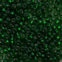 Бісер прозорий із срібною серединкою матовий 57060 насичений зелений 50 г