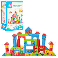 Детская деревянная игрушка Деревянный городок кубики 68 деталей с крышкой-сортер Limo Toy MD 0657