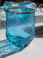 Набор 6 стаканов для напитков из голубого стекла Кристалл 450 мл