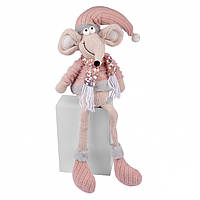 Новогодняя мягкая игрушка Novogod'ko Мышонок Мальчик в розовом 69см сидит (974643)