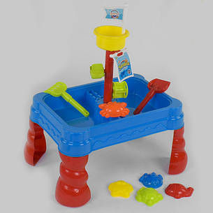 Дитячий ігровий столик для піску та води (столик 53х39х64 см, 5 пасочок, лопатка, грабельки) 85798, фото 2