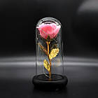 Троянда у колбі з LED підсвічуванням 15,5х5,5 см, A54 Рожева / Вічна троянда у скляній колбі, фото 6