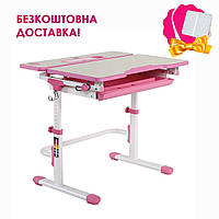Растущий детский парта стол трансформер для девочки FunDesk Lavoro L Pink, эргономичная парта для занятий