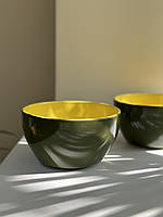 Піала IdealCERAMIC 14.5 см. 550 мл. Yellow-Dark Green, хакки зовні, жовта в середині