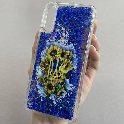 Чохол для Samsung Galaxy A50s чохол з рідиною з гербом на телефон самсунг а50с синій pct, фото 1