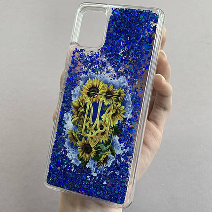 Чохол для Samsung Galaxy A51 чохол з рідиною з гербом на телефон самсунг а51 синій pct, фото 1