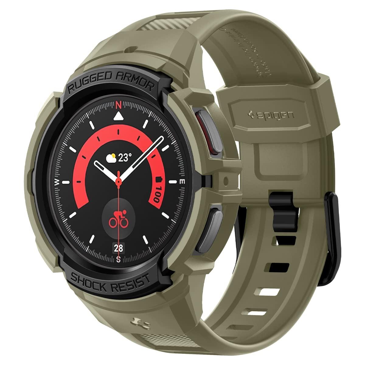 Чохол та ремінець Spigen для Galaxy Watch 5 Pro (45 mm) - Rugged Armor Pro 2 in 1, Vintage Khaki (ACS05913)