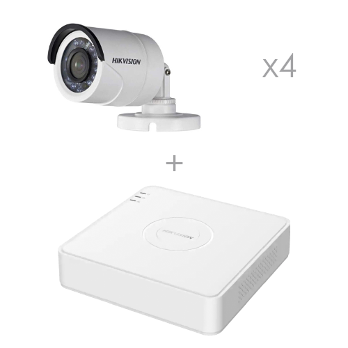 Комплект відеоспостереження на 4 камери Hikvision DS-2CE16D0T-IRF (C) (3.6 мм) + iDS-7104HQHI-M1/S(C) (Full HD,
