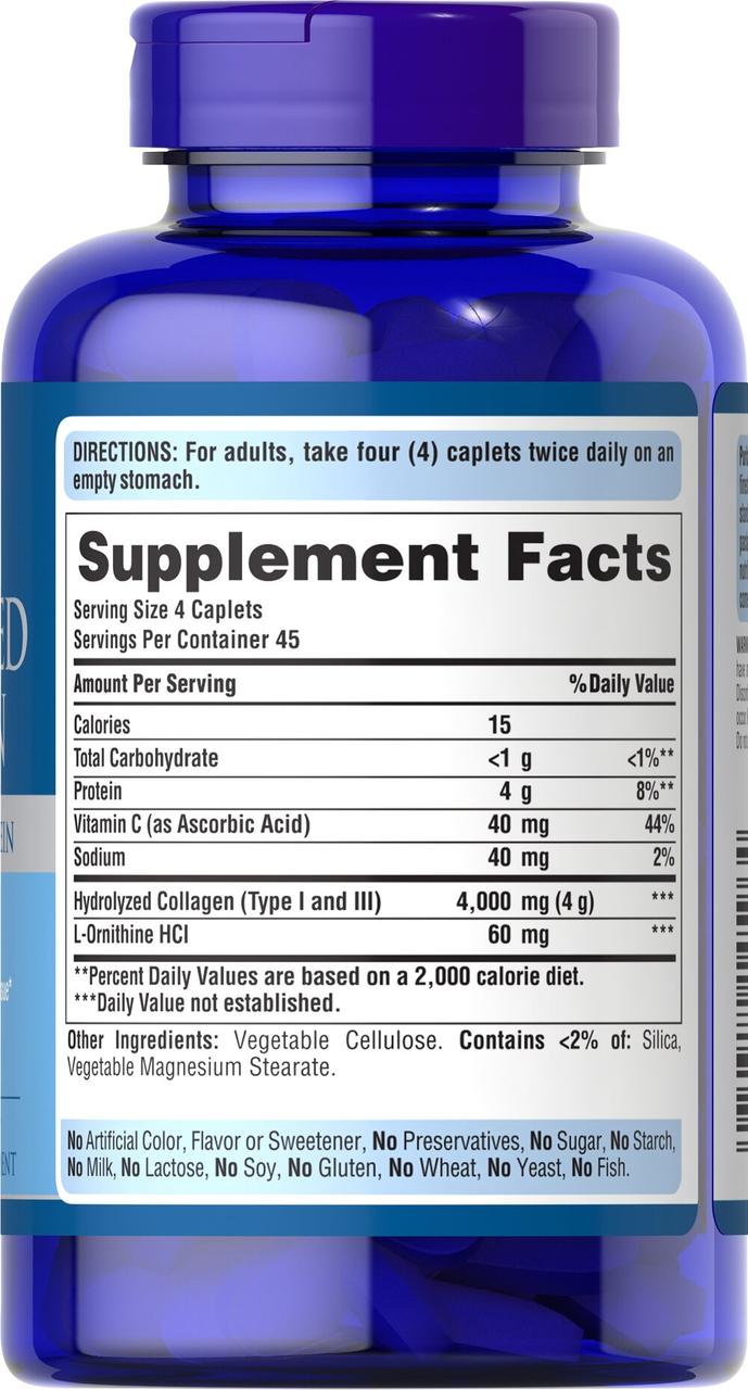 Коллаген с витамином С 1 и 3 типа, Collagen, Puritan's Pride, 1000 мг, 180 капсул - фото 2 - id-p302569890