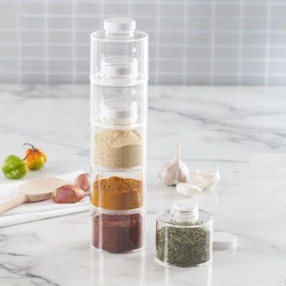 Набір ємностей для спецій Spice Tower 6 шт Органайзер для спецій Баночки для спецій, контейтейри для спецій, фото 1
