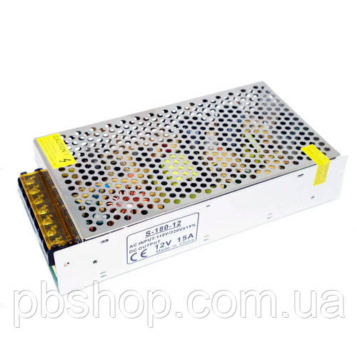 Блок живлення перфорований 12В 15А 180Вт для LED-стрічок CCTV, фото 1
