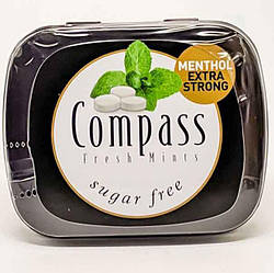 Льодяники Compass Menthol extra strong 12шт по 14g мятні без цукру Німеччина