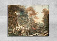 Картина Лесной пейзаж Панорама Природа Живопись Сельская местность В гостиную Репродукция Осенний лес