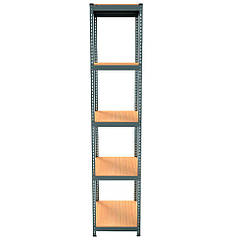 Поличковий стелаж 2400х450x450 чорний Light, 5 поличок, металевий стелаж з полками ДСП, архівний стелаж, стелаж на склад