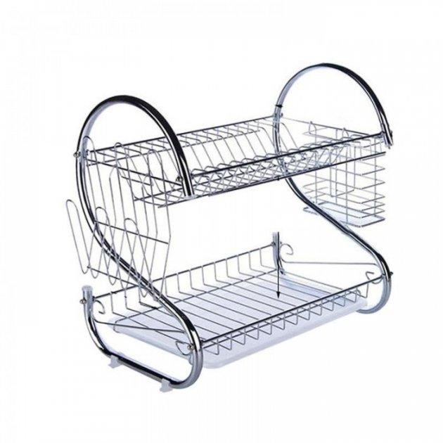 Сушарка органайзер для посуду настільна з піддоном Kitchen Storage Rack