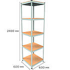 Складський поличковий стелаж 2400х600x600 білий, стелаж  5 полиць з ДСП, побутовий стелаж, стелаж на виробництво металевий, фото 2
