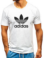 Мужская футболка Adidas (Адидас) белая (большая эмблема) хлопок 2XL, 54