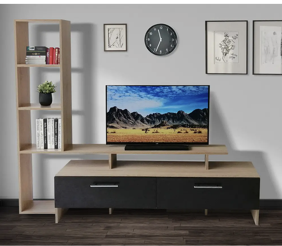 Тумба под телевизор ТВ-12 сонома венге со стеллажем и ящиками (ID ...