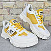 Кросівки жіночі демісезонні Veagia, кросівки Білі з жовтим екошкіра + еко-замша, фото 6