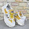 Кросівки жіночі демісезонні Veagia, кросівки Білі з жовтим екошкіра + еко-замша, фото 7