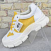 Кросівки жіночі демісезонні Veagia, кросівки Білі з жовтим екошкіра + еко-замша, фото 8