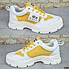 Кросівки жіночі демісезонні Veagia, кросівки Білі з жовтим екошкіра + еко-замша, фото 10