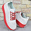 Кросівки жіночі весняно-літні MaiNeLin, Білі з червоним кросівками з екошкіри, фото 6