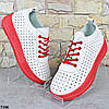 Кросівки жіночі весняно-літні MaiNeLin, Білі з червоним кросівками з екошкіри, фото 7
