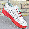 Кросівки жіночі весняно-літні MaiNeLin, Білі з червоним кросівками з екошкіри, фото 9