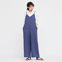 Комбінезон Uniqlo LINEN BLEND V NECK CAMISOLE JUMPSUIT розмір М блакитний (447079)