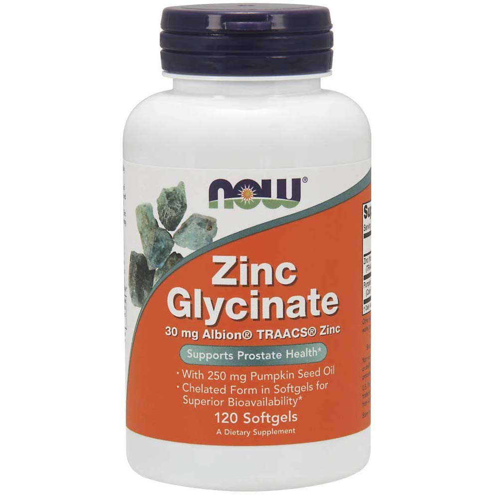 Гліцинат цинку Now Zinc Glycinate 30 mg 120 softgels