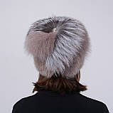 Жіноча плетена норкова шапка "Равлик", фото 4