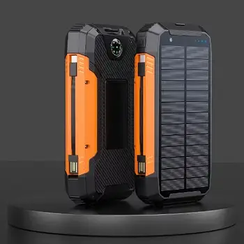 Потужний повербанк на сонячній батареї з ліхтариком 30000 mah